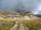 Storm brewing over Badlands at Oak Creek Canyon, East Coulee near Drumheller, Alberta, Canada