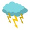 Storm cloud lightning bolt icon isolated