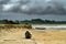 Storm clouds over beach