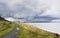 Storm clouds over Northumberland coast, UK