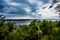 Storm clouds rolling over a Wisconsin lake