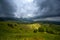 Storm clouds in the Romanian Carpathian mountain during summer time