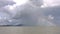 Storm cloudy with rainbow over lake Balaton in Hungary