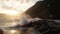 Storm on the coast of the Cinque Terre at sunset