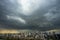 The storm is coming. Hurricane. Ground and sky. Cityscape. Sao Paulo city landscape, Brazil