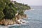 Storm on the croatian coastline with big cliffs and rough sea