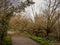 Storm damage along the River Wandle, Wandsworth in London. February 2022.