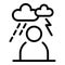 Storm depression man icon, outline style