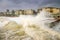 Storm Desmond rough sea waves Brighton beach promenade.