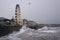 Storm Eunice, heavy seas crashing into the sea wall at bridlington, yorkshire