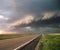 Storm front coming in over a Nebraska Road