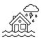 Storm house flood icon, outline style