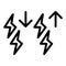 Storm intensification vector icon. Black and white lightning illustration. Outline linear icon.