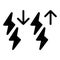 Storm intensification vector icon. Black and white lightning illustration. Solid linear icon.