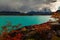 Storm on Lake Pehoe in the autumn. Torres del Paine, Argentina