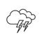 Storm with Lightnings Outline Icon on White