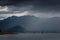 Storm in the middle of the lake in Srinakarin Dam