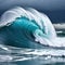 a storm in the middle of the ocean with huge waves and grey