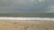 Storm moving above sea. Boat on the horizont. Vietnam.