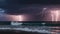 storm over the sea lightning sea nature force background huge bright dark