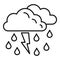 Storm rainy cloud icon, outline style