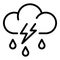 Storm rainy cloud icon, outline style