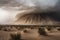 storm rolls over desert, bringing sand and dust storms with it