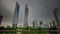 Storm shanghai downtown buildings park pond panorama 4k time lapse china