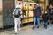 Storm trooper entering the Metro in Madrid