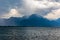 Storm, wind and rain on Geneva lake, Switzerland