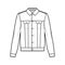 Stormrider denim jacket technical fashion illustration with flap pockets, button closure, classic collar, long sleeves