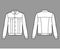 Stormrider denim jacket technical fashion illustration with flap pockets, button closure, classic collar, long sleeves