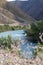 Stormy Chilik River in the steppes of Kazakhstan