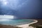 Stormy cloud over the sea shore sand beach