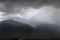 Stormy clouds above rhone valley near Sierre and Sion in switzerland