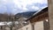 Stormy clouds moving under a pyrenean village in Aude