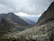 Stormy clouds over the glacial lake