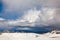 Stormy clouds over Herdubreid tuya mountain Odadahraun lava field Askja caldera Highlands of Iceland Scandinavia