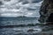 Stormy Cornish cliff and beach