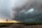 Stormy crossing at railroad tracks