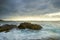 A stormy day on the coast with a storm with agitated sea hits the cliffs