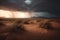 stormy desert landscape with lightning and rolling thunder