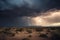 stormy desert sky with thunderclouds and lightning