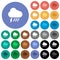 Stormy and downpour weather round flat multi colored icons