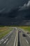 Stormy highway with fast cars near Krems an der Donau Austria 09 02 2023