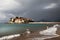 Stormy image of sveti stefan in montenegro