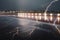 Stormy Landing: A View of an Airport Runway During Heavy Rain and Lightning