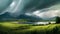 Stormy Landscape. Hurricane in the fields. AI generated