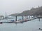 Stormy Marina Lanzarote Spain through a Sea Spray Mist in December