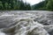 Stormy mountain river in the Carpathian mountains, Ukraine. Long exposure